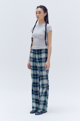 WIDE CHECKERED PANTS