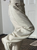 2color) Tweed side denim PT