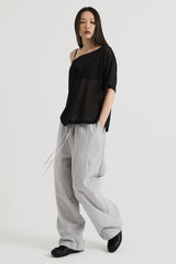 ニットワンショルダーTシャツ, Black