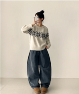Eve High Quality Nordic Snowflake Round Knit