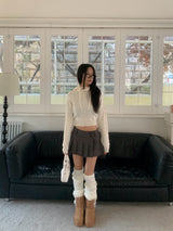 Wrap Check Pleated Mini Skirt