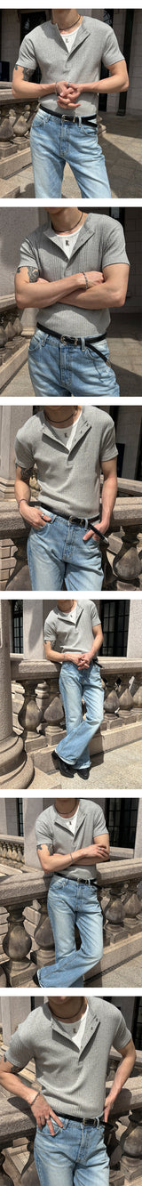 [S/S] High ribbed henry neck half knit(3color)