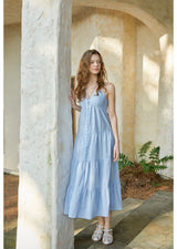 Blanc Halter Dress Blue
