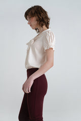 Dot button blouse_ivory