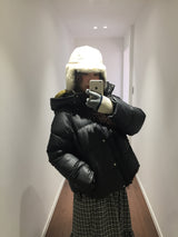 ウェロンハイネックフーデッドパディング (2color)