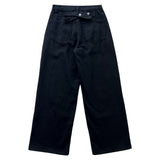 Y2K Back Point X Strap Bijo Wide Loose Fit Denim Long Pants (Black)