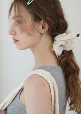 Lace Flower Scrunchie_Large_Beige