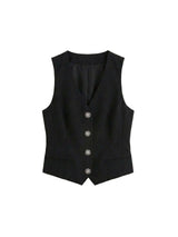 [PRE-FALL] Dana Vintage Button Tailored Vest Black