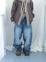 Milkfur high neck suede jumper