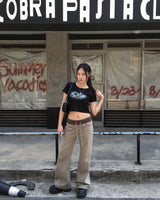 Khaki low boots cut pants
