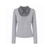 Tina Check Collar Layered Tee