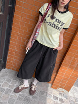 エシニドットパッチリンガー半袖Tシャツ