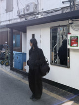 BLACK BUTTON SHORT COAT