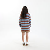 ストライプラウンド長袖Tシャツ BR/SB