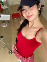 red apple sleeveless top