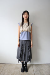 RUFFLE VEST (BEIGE/BLUE)