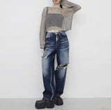 a see-through cropped knitwear