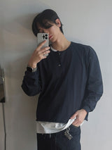 [A-T0042] レイヤードヘンリーネックTシャツ (3色)