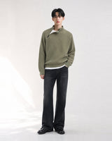 (UNISEX) ショルダー ハーフ ジップアップ ラグラン ニット