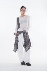 Turquoise white denim pants