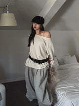 ハイジソフトボートネックロングスリーブTシャツ