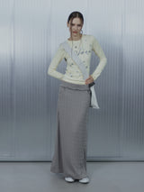 KNIT STUDDED LONG SKIRT / GRAY