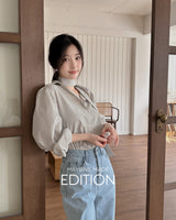 [MADE] Stripe tie blouse