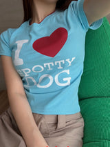 Love Blue Cotton Short Sleeve T-shirt