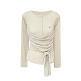 Light Shirring Wrap Button Tee 232841819