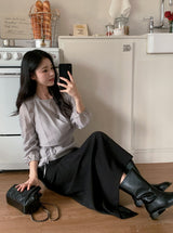 [SHOPPERMADE] Classic Mood Low-rise Maxi Skirt (2color)