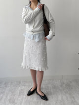 Popcorn Flower Frill Midi Skirt