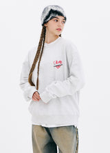 HEART RABBIT CREWNECK HEATHER GREY