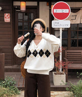 [BELLIDE MADE] ルーズフィットアーガイルVネックニットウェア