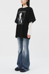 (W) Greyish Low Bootscut Denim