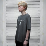 フェイクナット ステイン マスターマインド グレー ボクシー オーバーサイズ Tシャツ