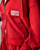 [UPDRAFT]NYLON MIXED COTTON ZIP-UP RED