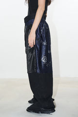 Graffiti Sport Patchwork Layered Jeans