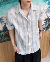 テベ ストライプ リネン シャツ