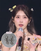 [IU Piercing] Dainty Heart Crystal and Ribbon Huggies Piercing - Silver Color