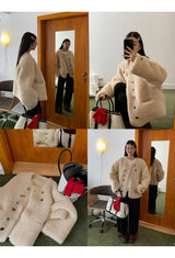 wool kitsch button round fur jacket