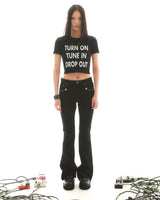 スタッドブーツカットデニムパンツ (BLACK) ウィメン