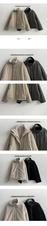 Mons リバーシブル ウールチェッカー パッド入りジャケット