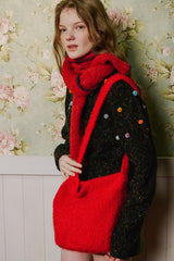ビビッドヘアウールショルダーバッグ [Red]
