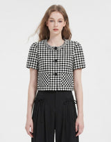 [PRE-FALL] [ATELIER] Andy Houndstooth Puff Short-Sleeve Jacket Black