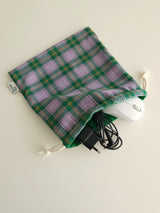 Check string pouch - light purple L