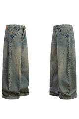 Vintage Washed Wide-Leg Jeans