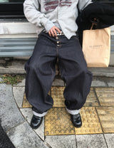 No.1537 Vワイドノンフェードデニムパンツ