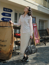 Silky Jacquard Shirt (Light Pink)