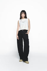 25SS フロントポケットワイドカーゴパンツ ブラック