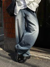 Fit balloon wide denim pants